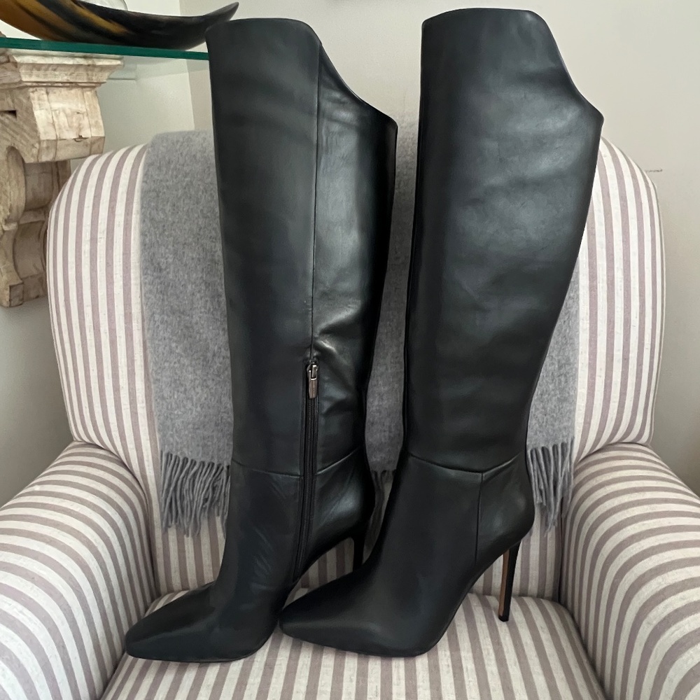 Vince Camuto Black Leather Fenindy Over-the-Knee Boot
